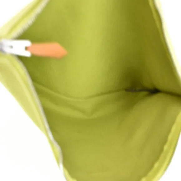 HERMES: Lime Green, Canvas & "H" Logo Medium Travel/Cosmetic/Toiletry Bag (mo) - Picture 10 of 12